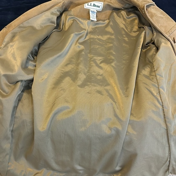 LL Bean Chore Jacket, Cow Nubuck Leather, Green Tag Coat Tan SzL - Picture 9 of 10